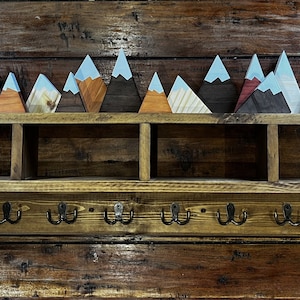 Rustic style mountain shelf coat rack