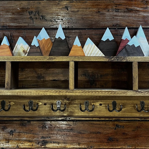 Rustic style mountain shelf coat rack