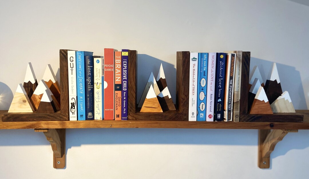 Recycled Mountain Bookends 3 Part, Rustic Decor, Library, Nursery ...