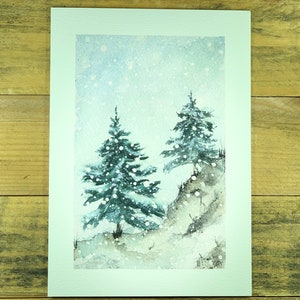 Forest snow trees Christmas cards set of 6