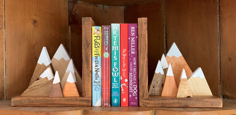 Recycled Mountain style, Bookends, rustic decor, library, nursery, living room. zdjęcie 2