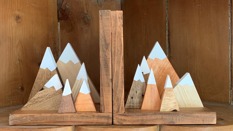 Recycled Mountain style, Bookends, rustic decor, library, nursery, living room. zdjęcie 1