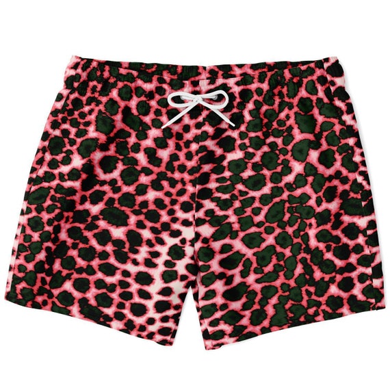 Men's Swim Shorts Pink Leopard Print 