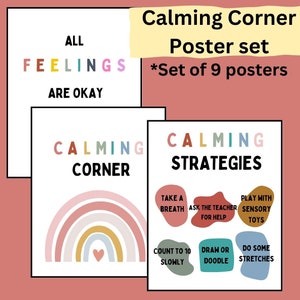 Rainbow Classroom Calming Corner Posters