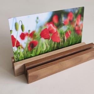 Schmaler Kartenhalter aus Holz für Deine Lieblingsfotos/Postkarten/ kleine Menükarte/ Platz für Trockenblume/Halm/ zum Verschenken