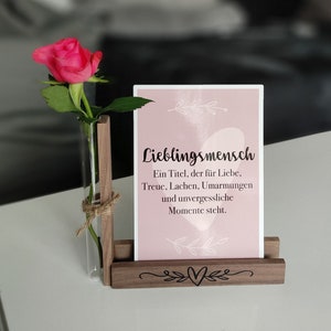 Porte-cartes avec tube à essai en bois pour fleurs et cartes, félicitations ou photos