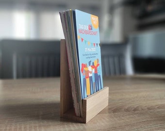 Stand for DIN long portrait format made of wood with wooden butter/holder for brochures/brochures/advertising