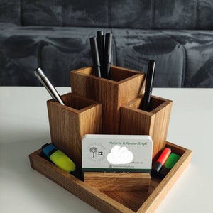 Pen holders in two sizes made of wood/oak, walnut and smoked oak/also available as a set Set 5 Teile