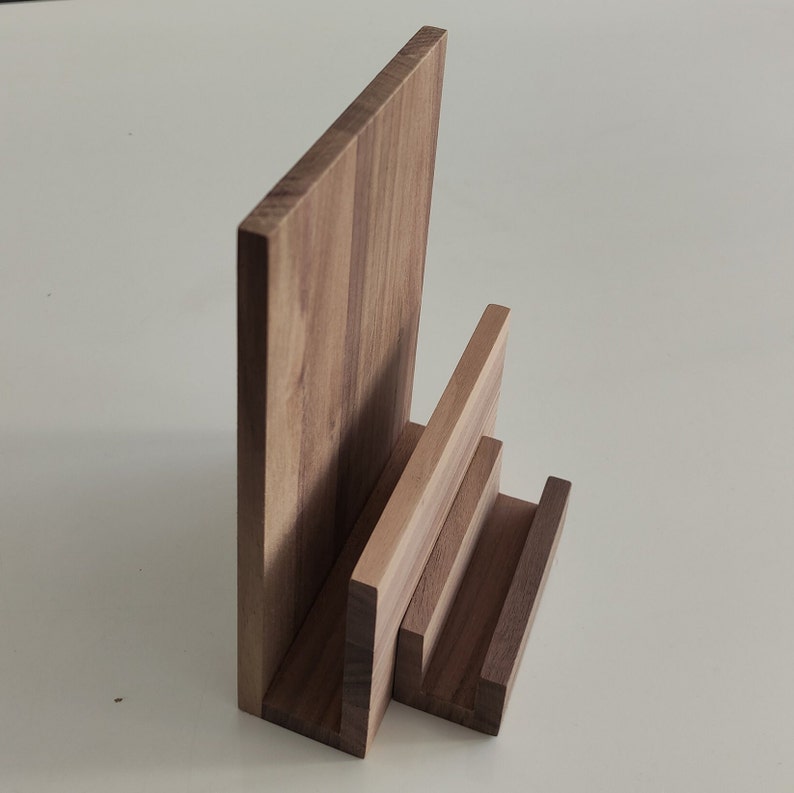 Combi stand DIN long/ A5/ A6 portrait format with business card holder made of wood/ walnut/ space-saving flyer holder image 7