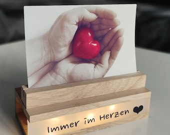 Light box made of oak or thermal ash with text and LED lighting