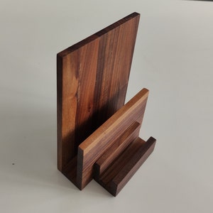 Combi stand DIN long/ A5/ A6 portrait format with business card holder made of wood/ walnut/ space-saving flyer holder image 4