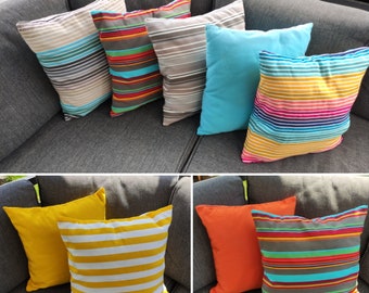 Housses de coussin d'extérieur colorées aux couleurs estivales gaies/unis et rayures avec fermeture éclair pour coussins 45*45