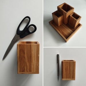 Pen holders in two sizes made of wood/oak, walnut and smoked oak/also available as a set Set 4 Teile