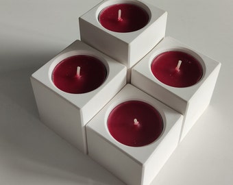 Set of 4 tea light holders in different sizes made of Raysin to decorate for any season