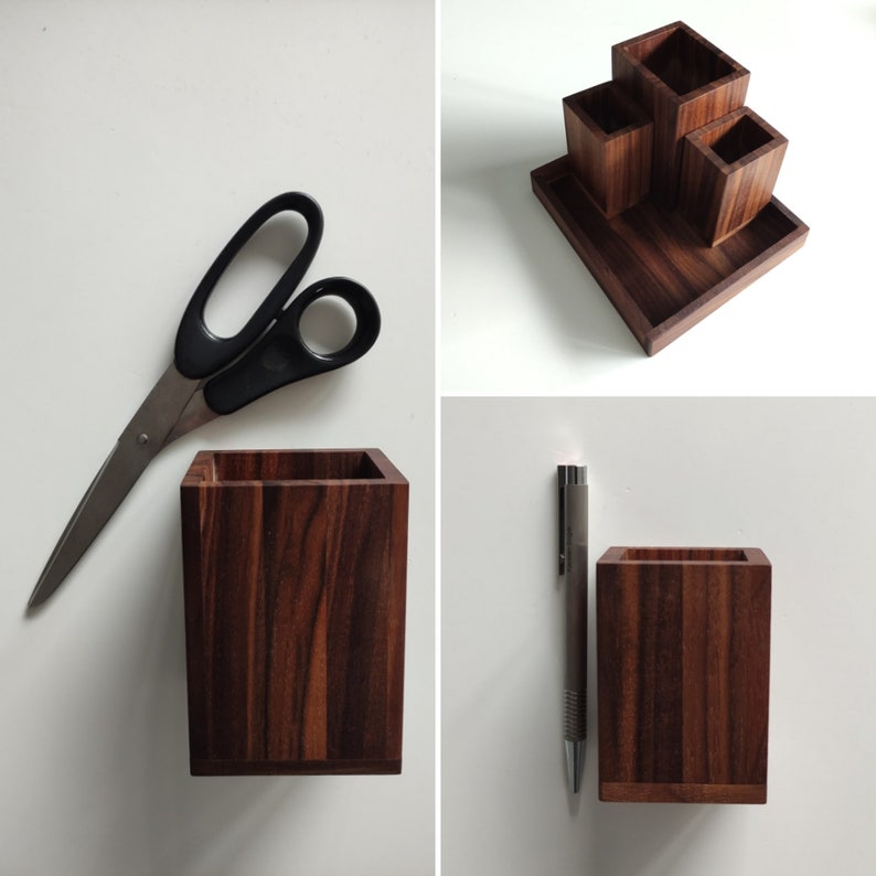 Pen holders in two sizes made of wood/oak, walnut and smoked oak/also available as a set image 3