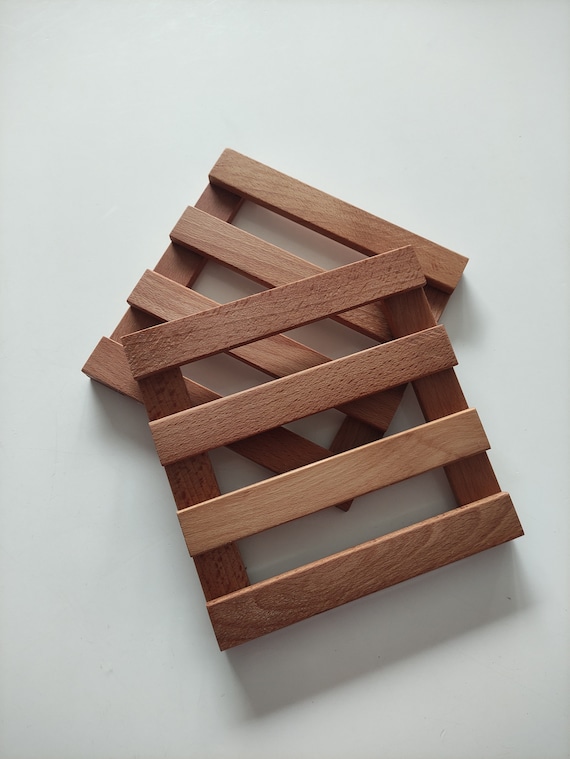 Holzuntersetzer-Set Faltbar In Baumform – 5 Untersetzer + Ständer, 20,3 Cm, Für Heiße Töpfe & Teekannen