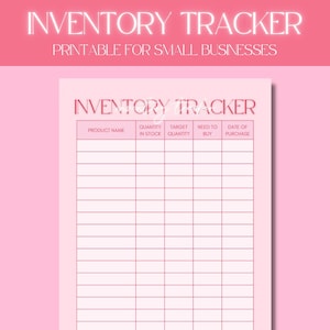 Inventory Tracker // Small business tracker, Product stock tracker, Inventory management, Inventory list, Stock count, Business organiser