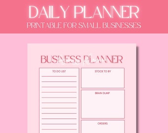 Daily Business Planner Printable // Small business planner, Business organiser, Business planning, Digital business planner, Schedule