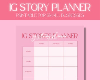 Instagram Story Planner // Social media for business, Social media schedule, Social media planner, Instagram printable, Content plan