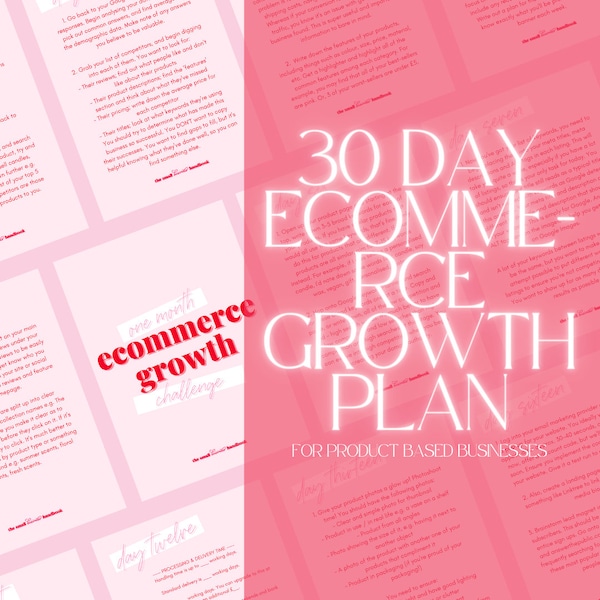 30 Day E-Commerce Growth Challenge // Small business growth eBook, Shopify guide, Small business marketing, Small business planner