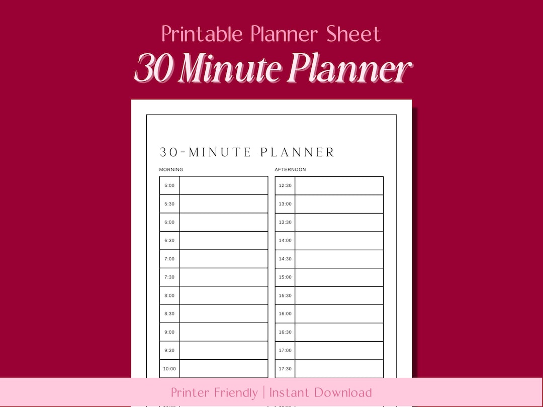 30 Minute Daily Planner Printable // Small Business Planner, Business ...