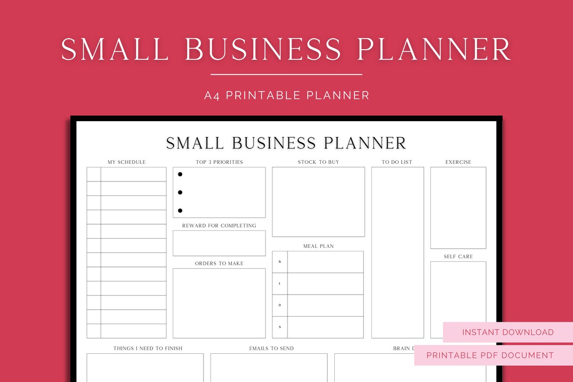 Daily Business Planner Printable // Small Business Planner, Business ...