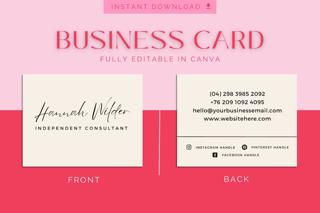 Business Card Canva Template Customisable Card, Editable in Canva, Done