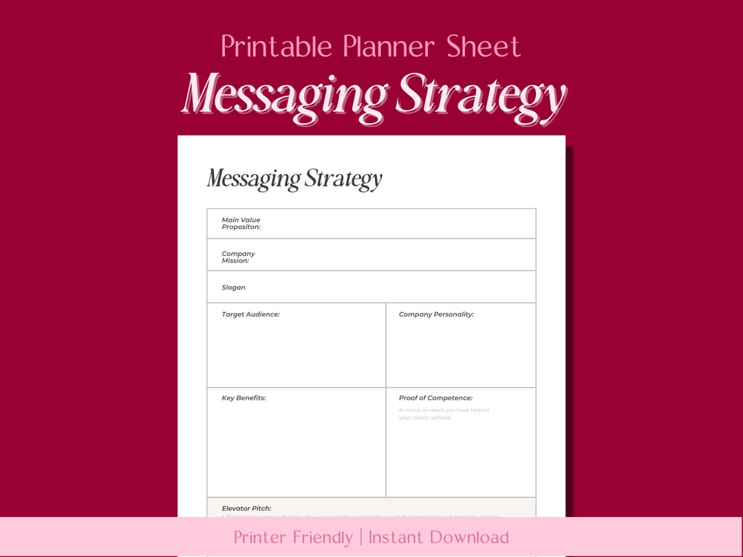 Messaging Strategy Printable // Small Business Growth Etsy Etsy