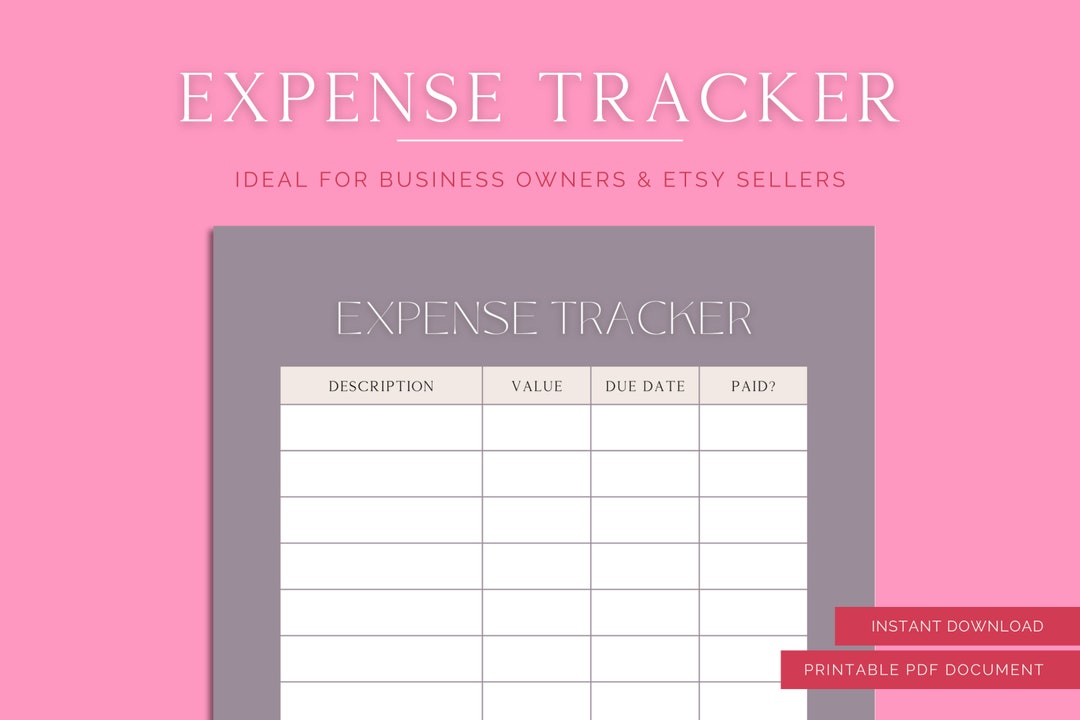 Expense Tracker Printable // Business Finances, Bookkeeping, Budget ...