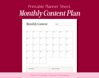 Monthly Content Post Planner // Social media for business, Social media schedule, Social media planner, Instagram printable, Content plan
