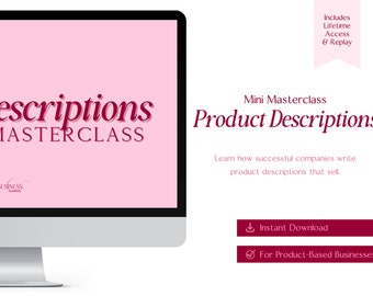 Product Descriptions That Sell Masterclass // Small business growth course, Small business marketing, Small business sales, Ecommerce, Etsy