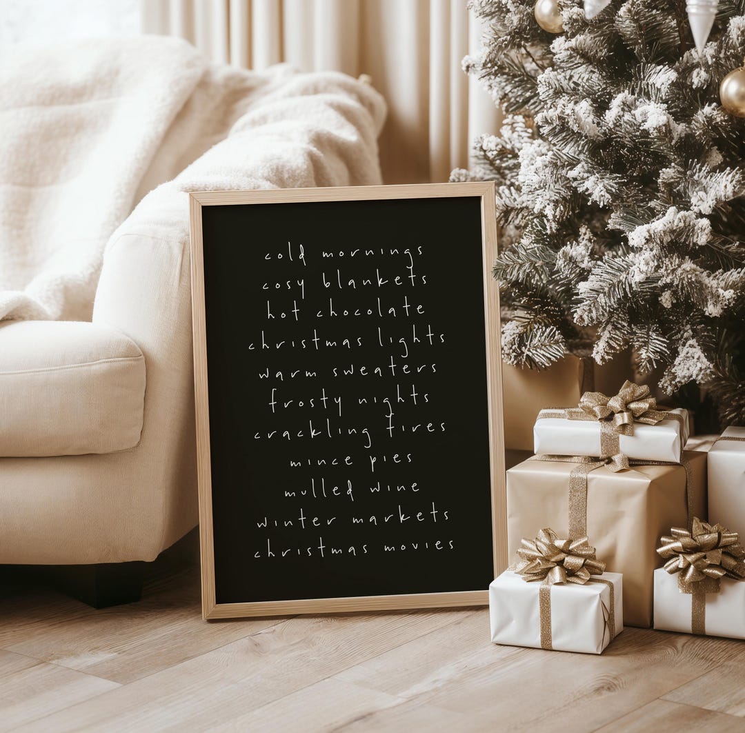 Black and White Christmas Print Minimal Christmas Print, Christmas Wall