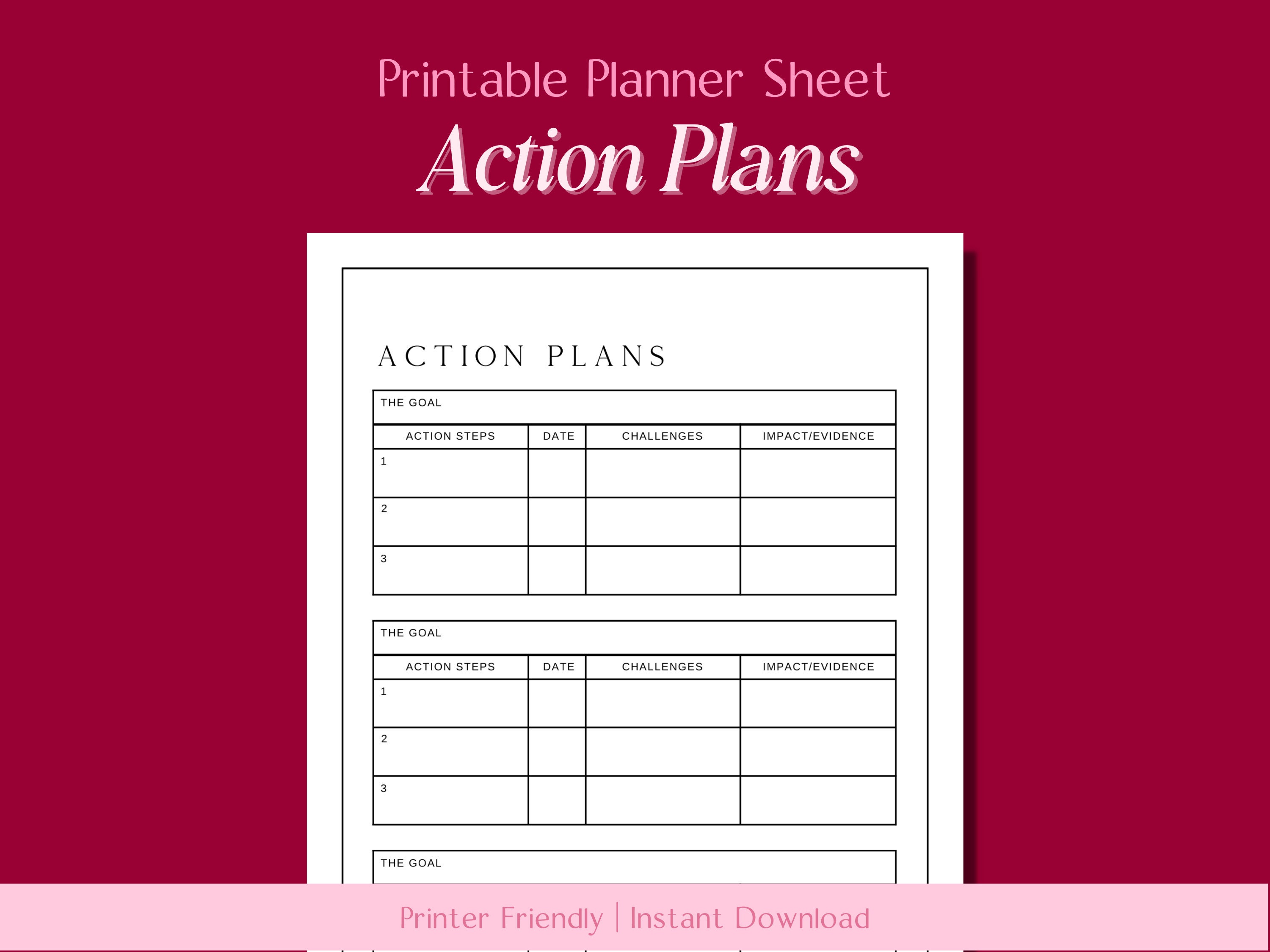 Action Planner Printable // Social Media for Business, Small Business ...