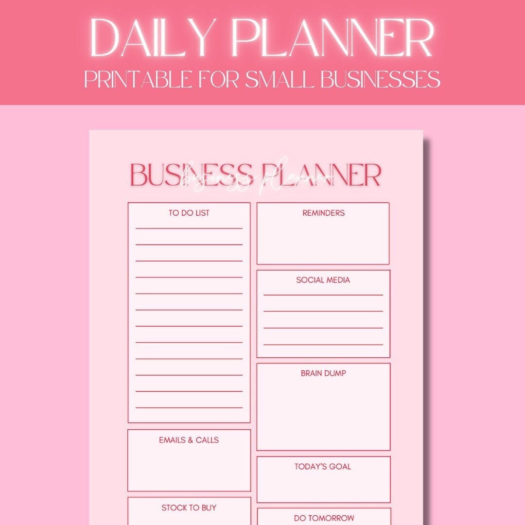 Daily Business Planner Printable // Small Business Planner, Business ...