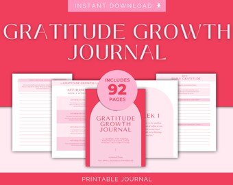 Gratitude Growth Journal | mental wellbeing, journalling, gratitude list, manifestation, mindset journal, success journal