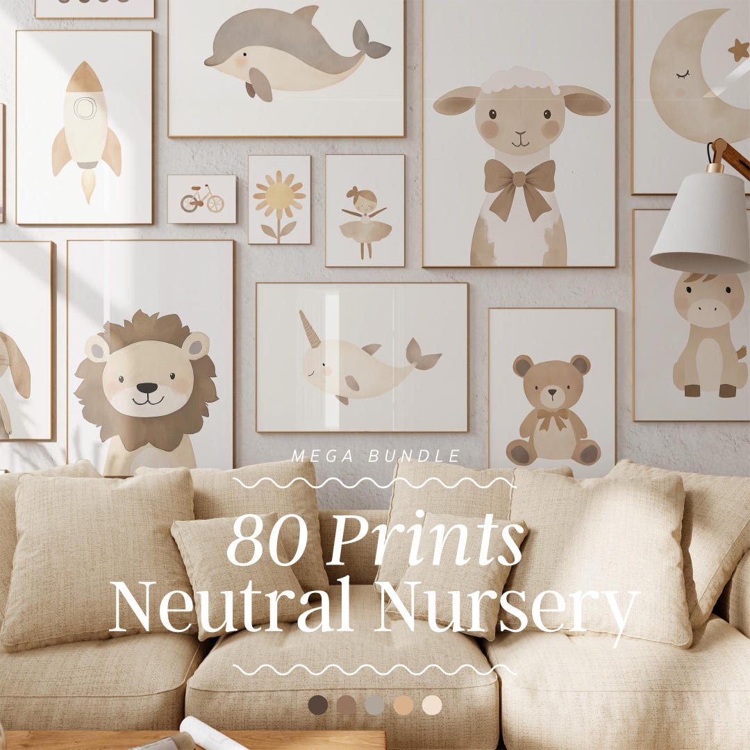 Neutral Nursery Print Bundle | Minimal Nursery Print, Nursery Decor ...