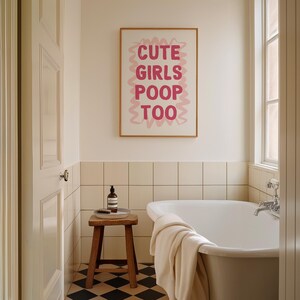 Preppy Bathroom Gallery Wall Set | Bathroom Wall Art, Pink Bathroom ...