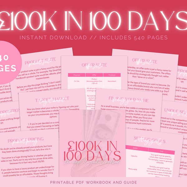 100k In 100 Days Guide & Workbook // Increase your sales, small business growth, increase revenue, small business tips, 6 figure business