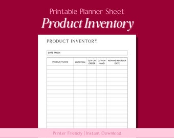 Product Inventory // Small business tracker, Profit tracker, Business planner, Product inventory, Business finance tracker, supplies, stock