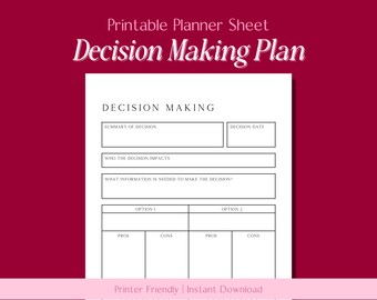 Decision Making Printable // Social media for business, Small business tracker, Goals tracker, Social media planner, Instagram printable