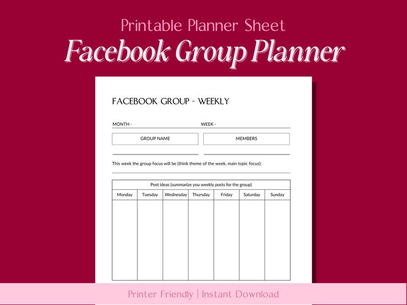 Facebook Group Planner // Social Media for Business, Social Media