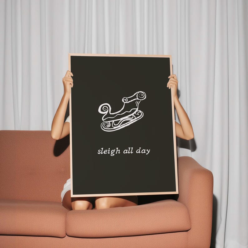 Black and White Christmas Print Minimal Christmas Print, Christmas Wall