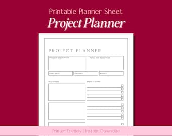 Project Planner Printable // Small business planner, Business organiser, Business planning, Digital business planner, To do list