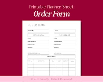 Order Form Printable // Business finances, Bookkeeping, Budget binder template, Income and expenses, Money management, Budgeting