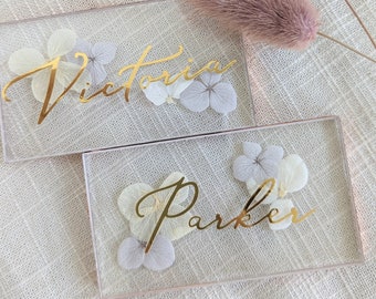 Personalized Pressed Flower Acrylic Place Card