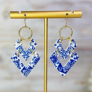 Polymer Clay Earrings | Clay Earrings | Statement Earrings | Dangle Earrings | Hand painted | Gold Plated | Lightweight