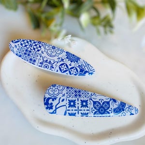 Handmade Polymer Clay Hair Barrette | Hair Clip | Santorini Inspired Hair Clip