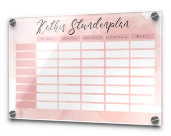 Stundenplan Acryl zum Aufhängen - personalisierbar mit Namen & abwischbar! - hochwertiger Schulplaner - besonderes Geschenk Einschulung