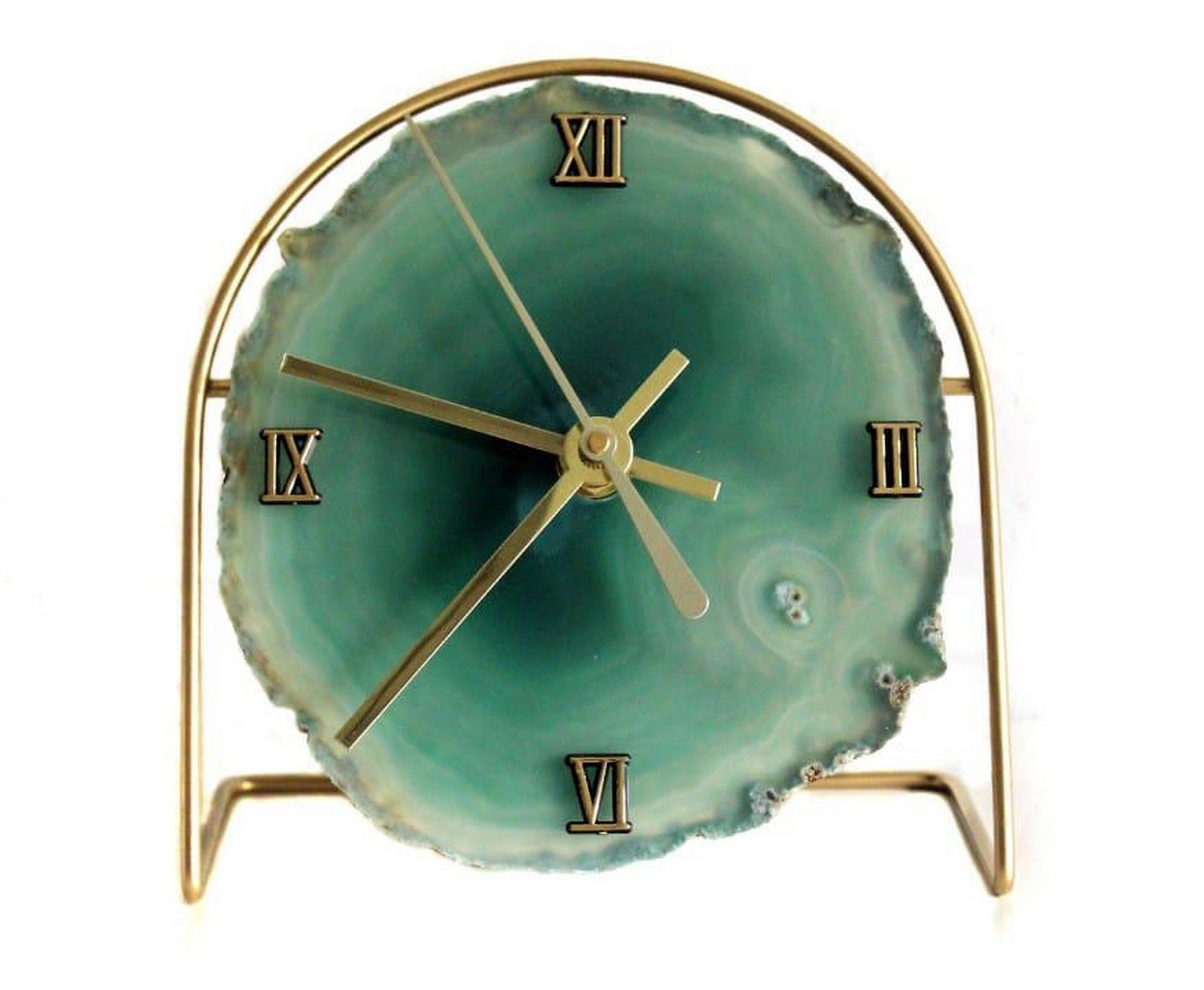 Natural Agate Crystal Stone Clock Desk Clock Crystal Clock Etsy
