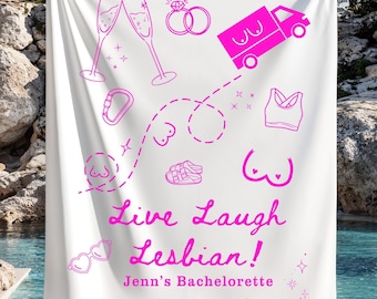 Lesbian Bachelorette Party Banner, Customizable Bachelorette Party Tapestry, Two Brides, Sapphic Couple, Bachelorette Backdrop, Queer Couple
